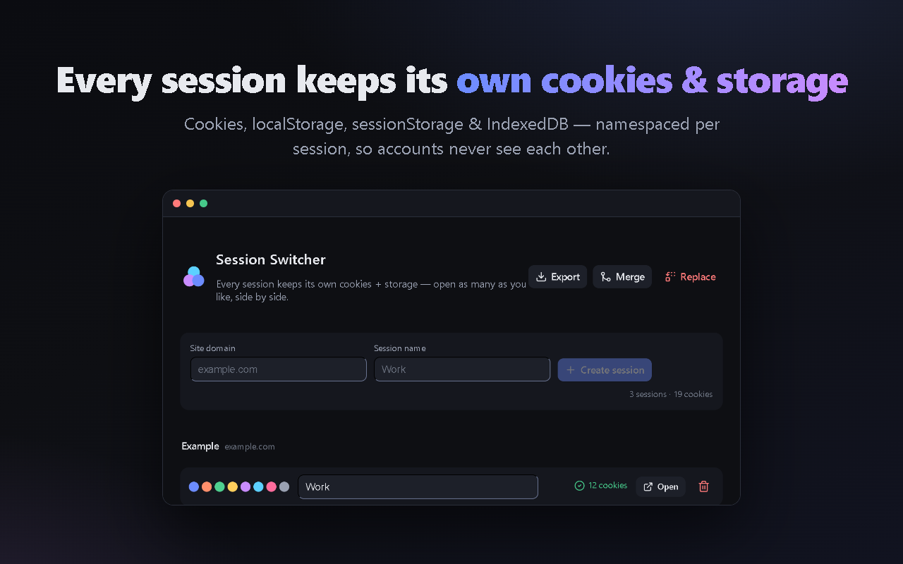 Two isolated sessions showing different test users